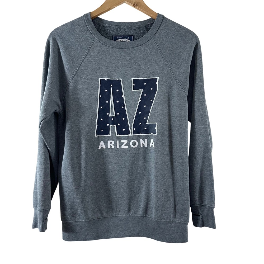 State of Mine Arizona AZ Graphic Sweatshirt Gray‎ Thumbhole Cuffs Womens Small